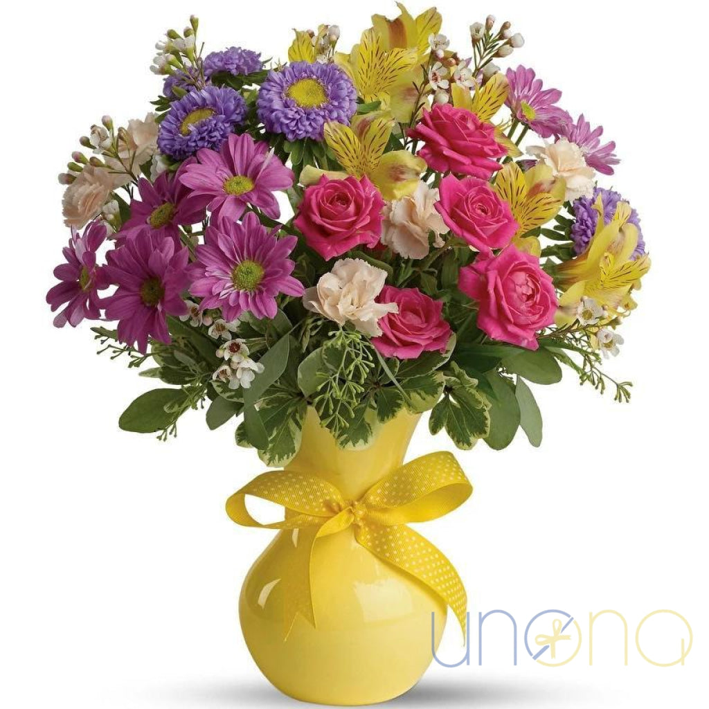 Simply Beautiful Bouquet – roses, alstroemerias, asters & chrysanthemums – send flowers to Ukraine