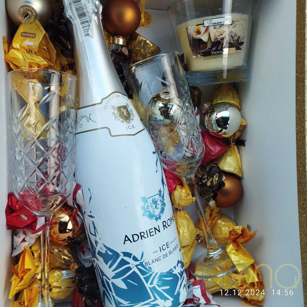 Snow And Gold Gift Box Christmas Gift Basket