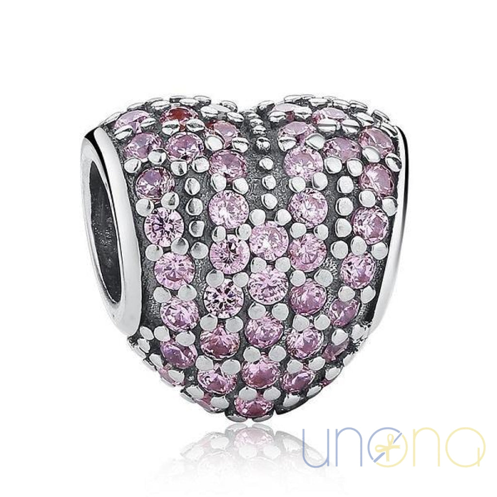 Sterling silver sparkling heart charm romantic jewelry gift