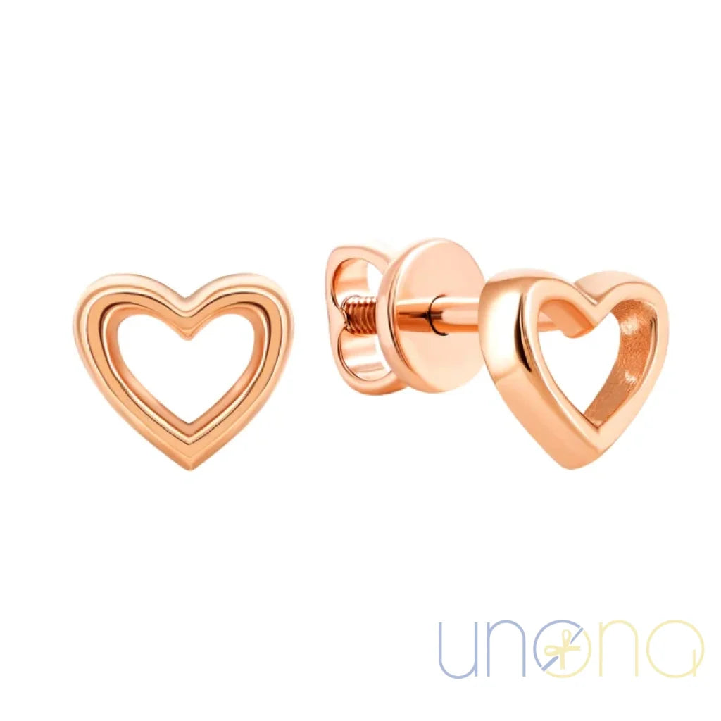 Splendent Hearts Gold Stud Earrings By Price
