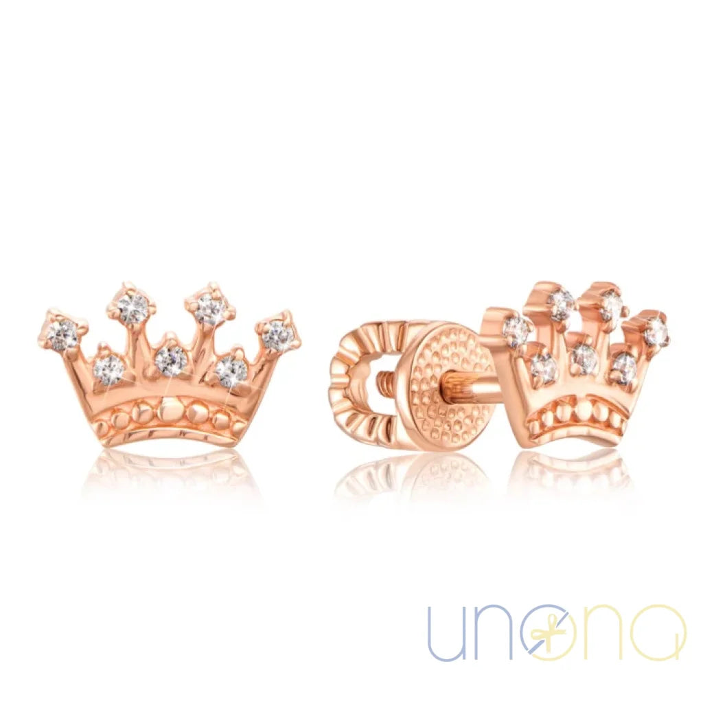 Splendid Crown Golden Stud Earrings