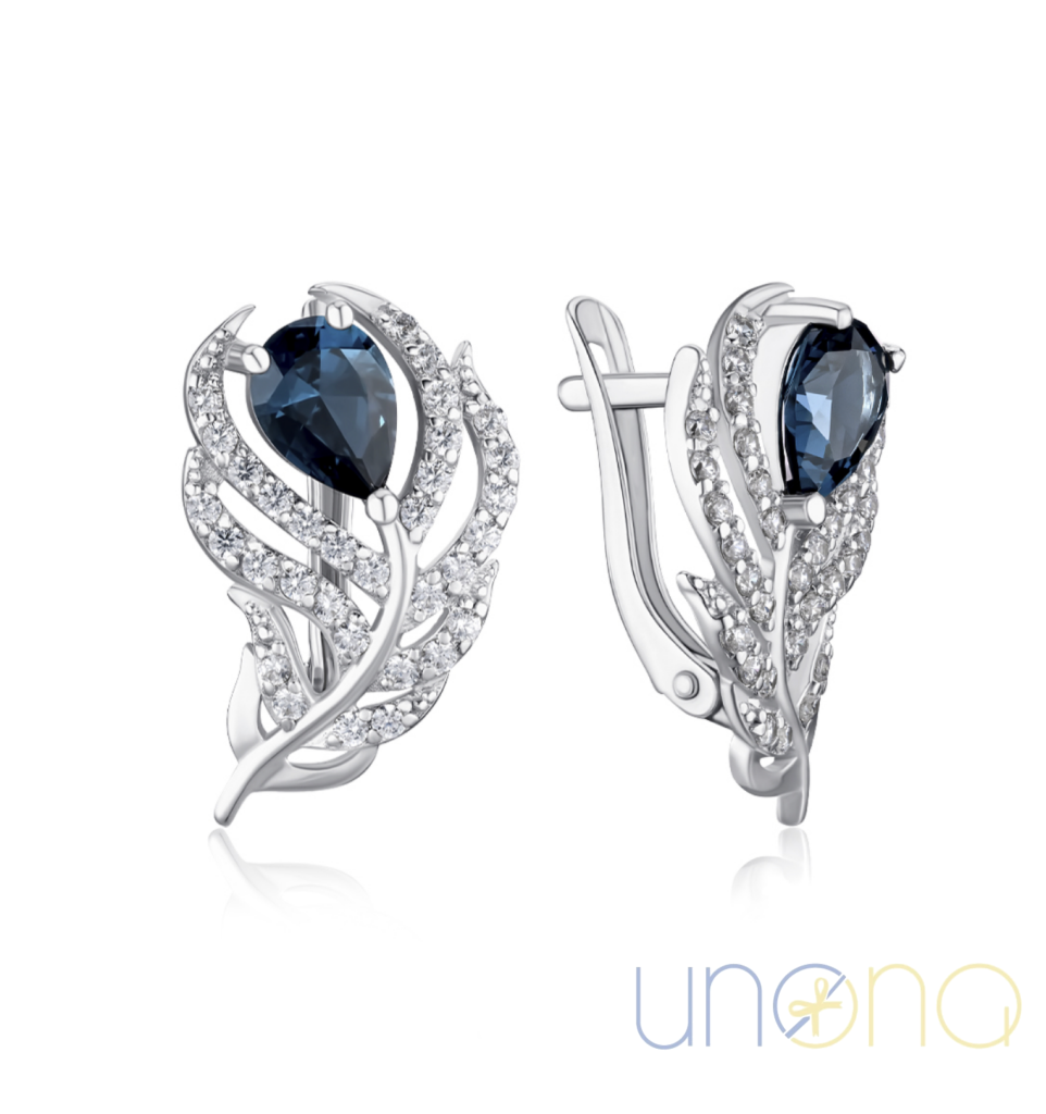 925 sterling silver earrings with cubic zirconia and synthetic topaz