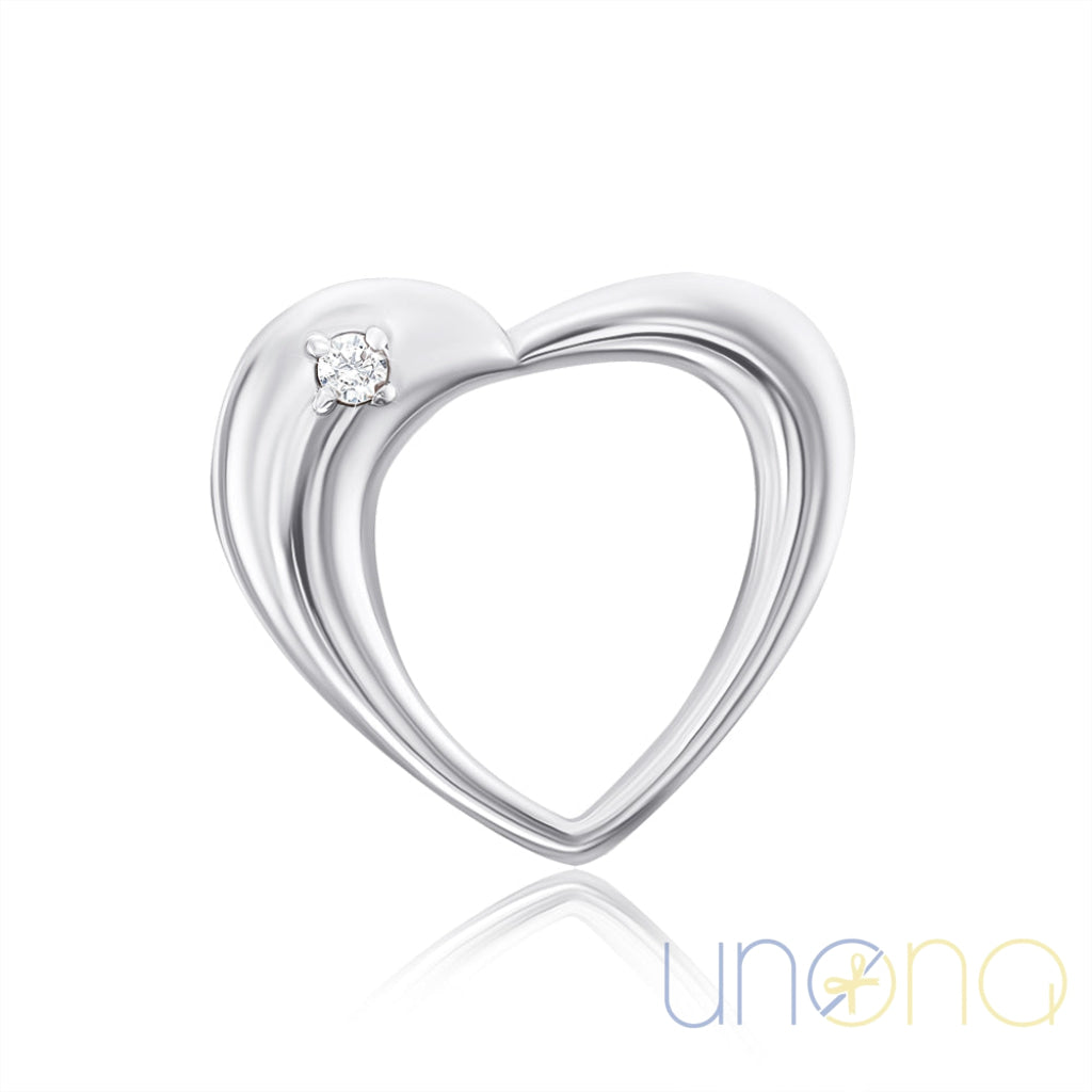 Sterling silver heart pendant with cubic zirconia