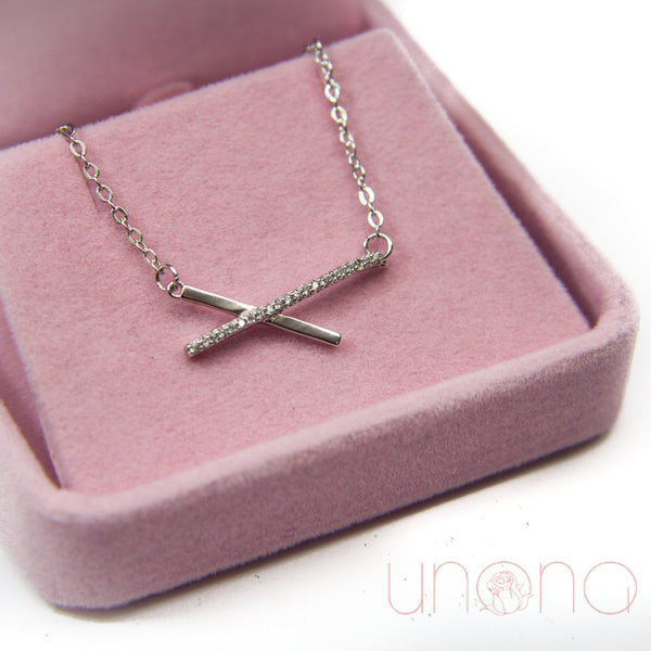 Sterling Silver X Shaped Necklace | Ukraine Gift Delivery.