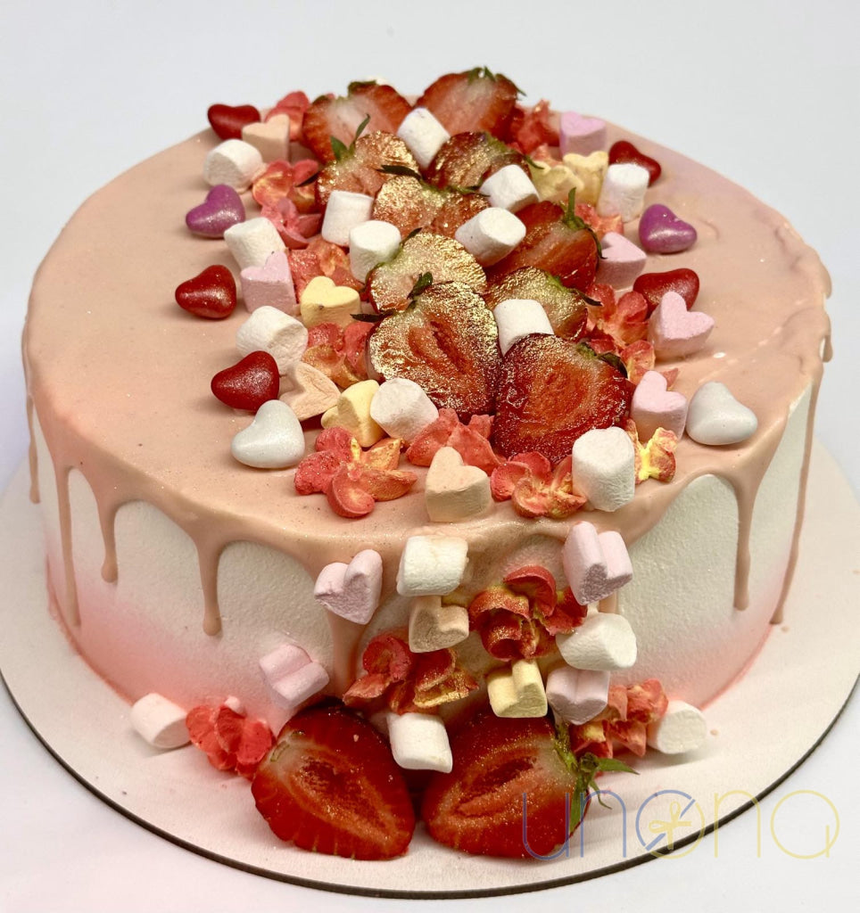 Strawberry cake with fresh strawberries delivered in Lviv