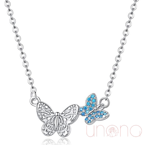 Two Butterflies Sterling Silver Necklace | Ukraine Gift Delivery.