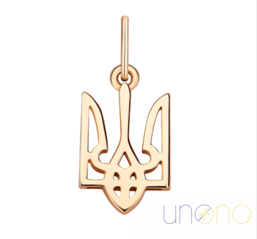 Ukrainian Trident Heart Gold Pendant Jewelry