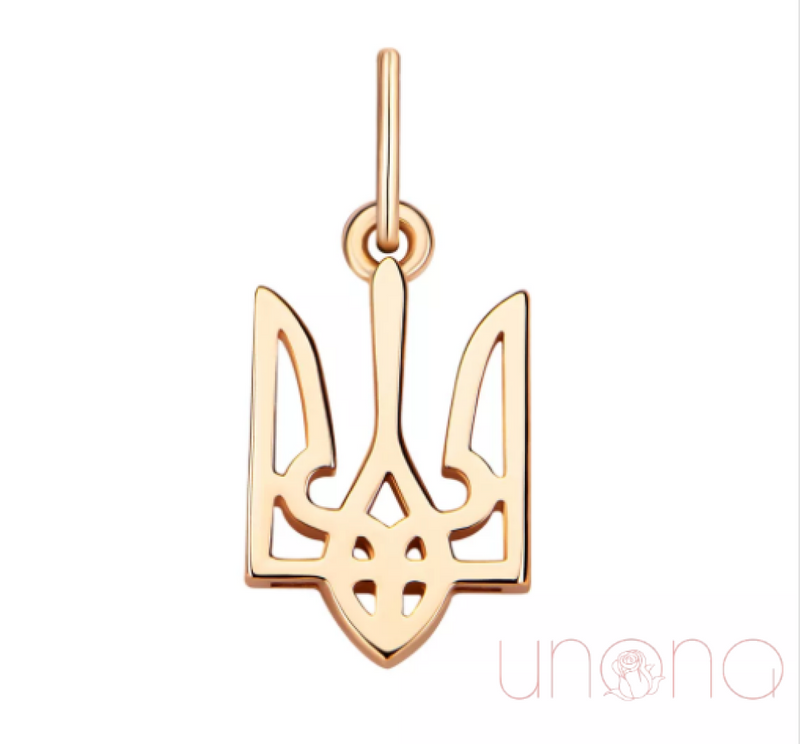Ukrainian Trident Heart Gold Pendant Jewelry