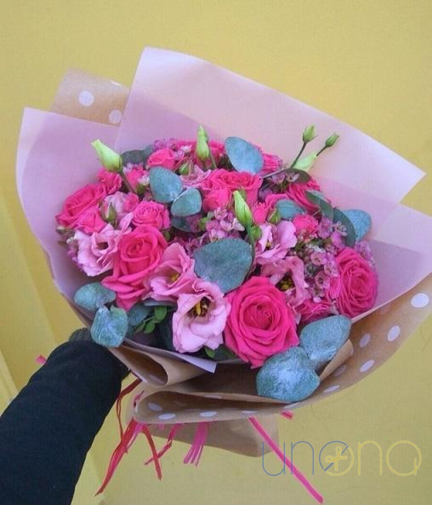 Velvet Touch Bouquet luxury flower gift with eucalyptus delivered in Ukraine