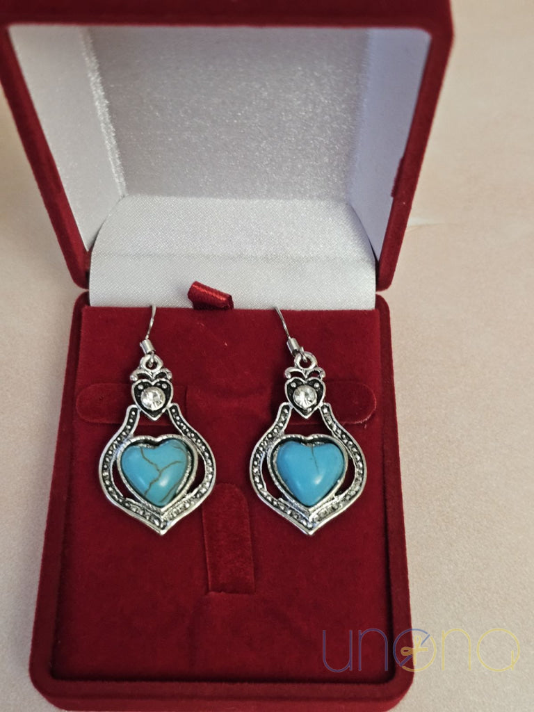 Vintage Silver Blue Stone Drop Earrings By Price