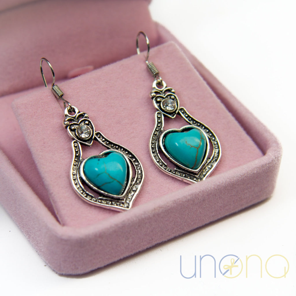 Vintage Silver Blue Stone Drop Earrings | Ukraine Gift Delivery.
