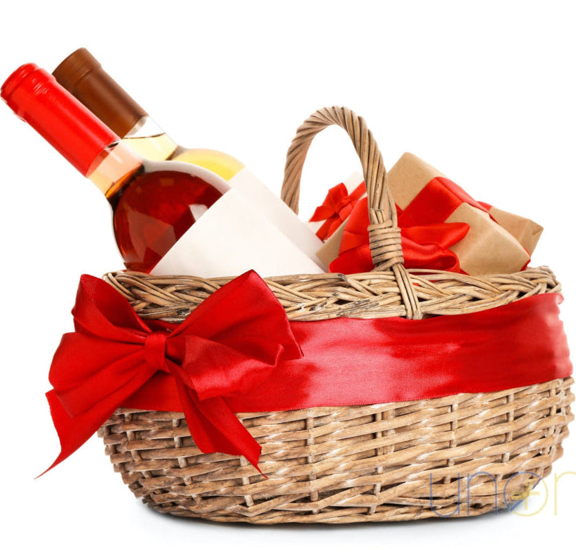 Wine and Chocolate Gift Basket with red wine, white wine and Roshen chocolates delivery in Ukraine